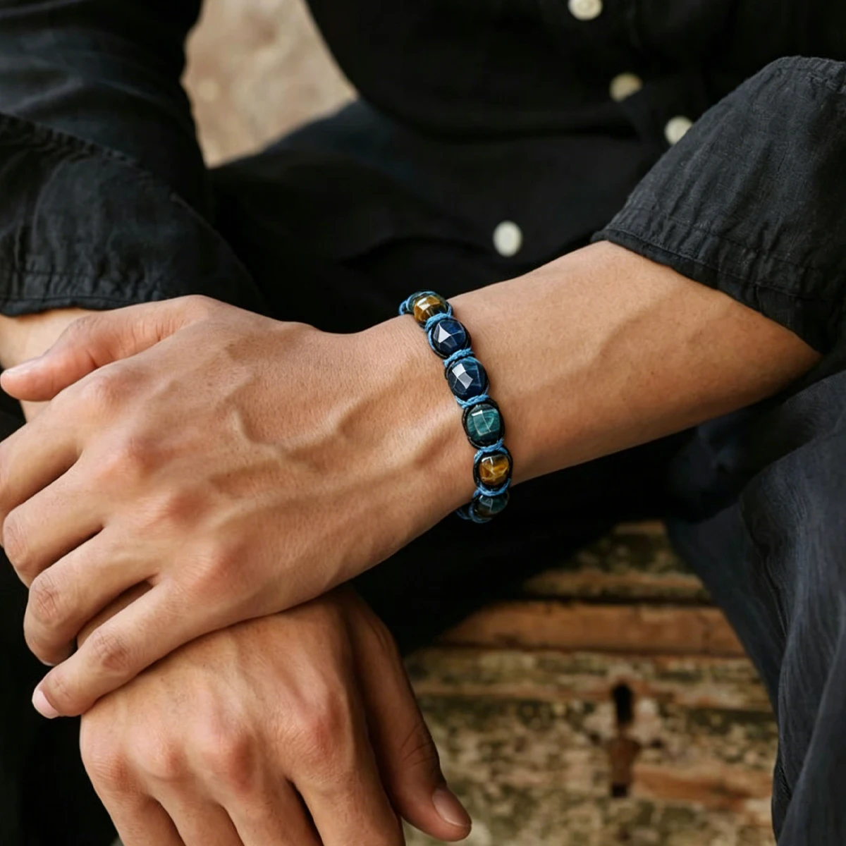 Herren-Armband aus natürlichem Citrin, gewebtes Armband, roher gelber Kristall, zieht Reichtum, Fülle, Heilstein, Schmuck, Geschenk für männliche Geschäftsleute – Detail 12