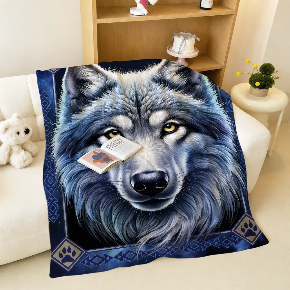 Fashion Night Rose Floral Animal Wolf Warm Soft Plush Blanket Sofa Living Room Nap Home Bedroom Travel Gift Flannel Pet Hogar