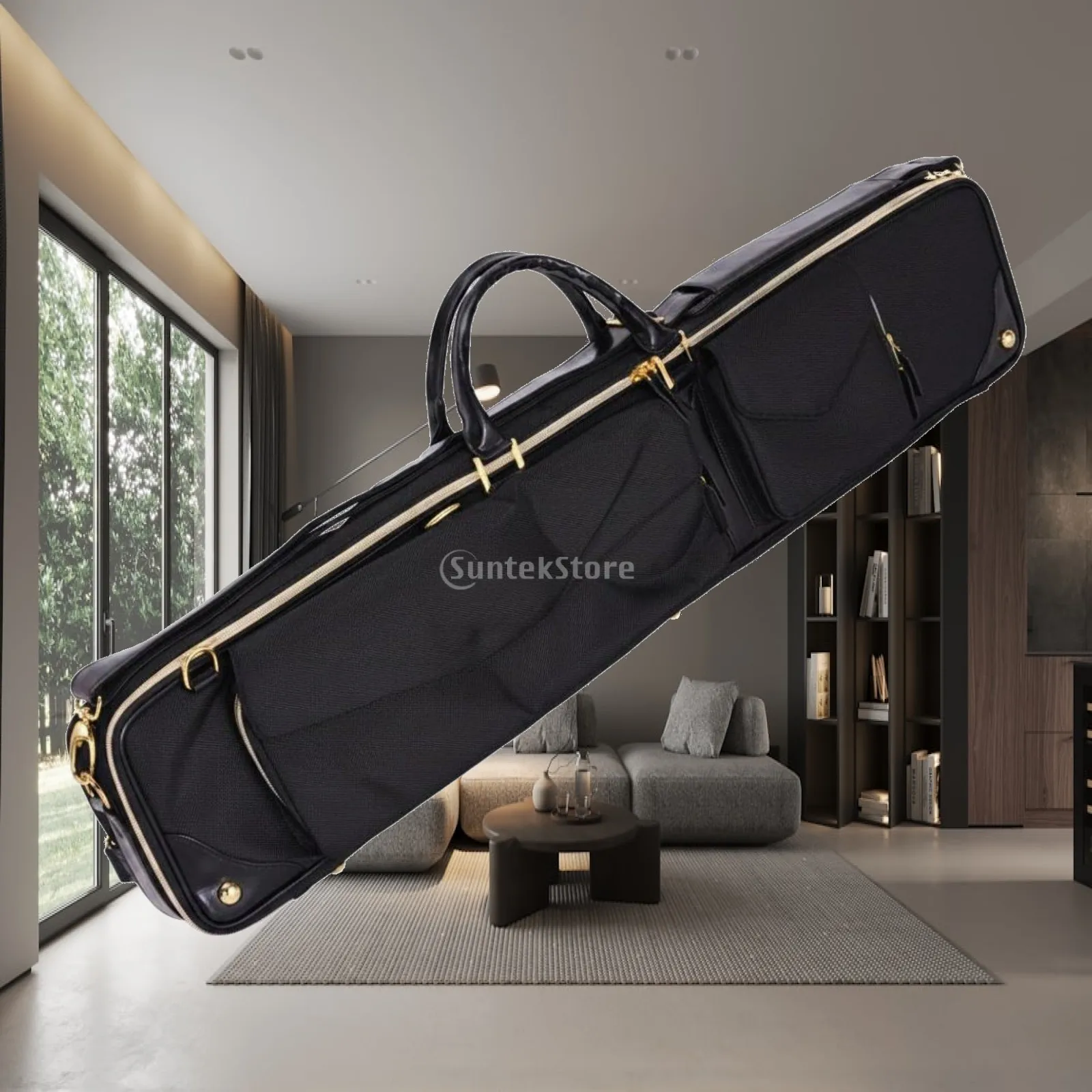 Portable Billiard Cue Case Bag 7 Slot Pool Cue Carrier with Zipper Closure for Snooker Cue Stick Protective Storage