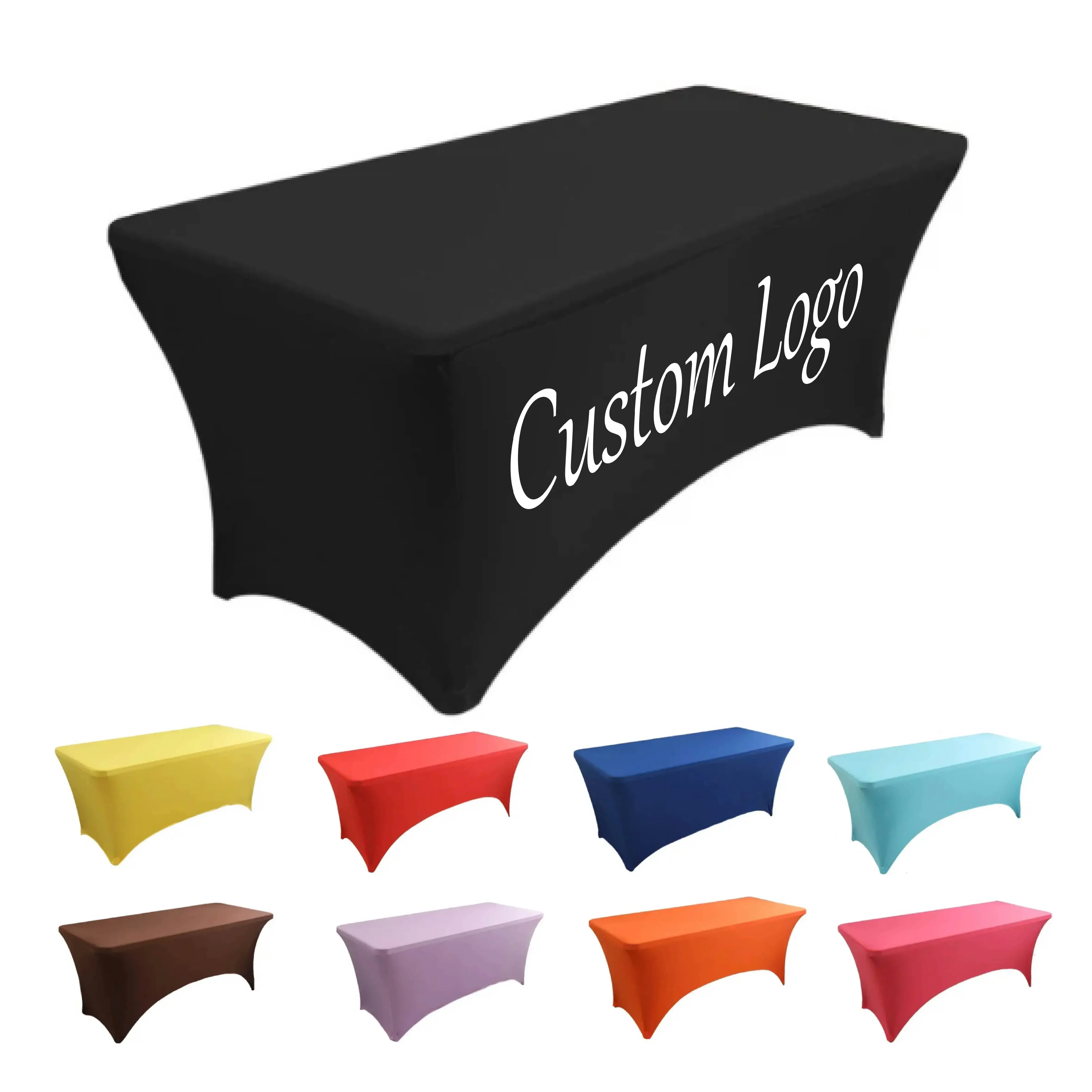 Custom Logo Stretch Tablecloth for Trade Show,Personalize Spandex Table Cover with Logo for Club,Wedding Reception Counter Decor