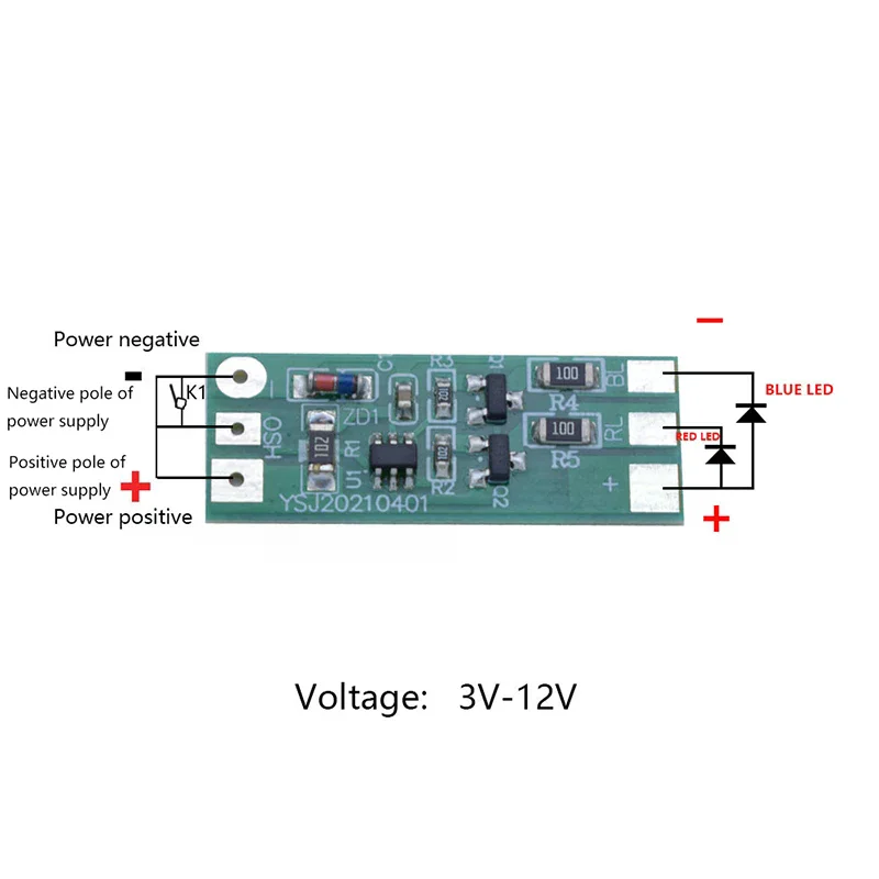 3-12V Flashing LED Light Module Red Blue Two-color Pair Flashing Suitable For Car Model Bicycle Electric Vehicle Safety Light
