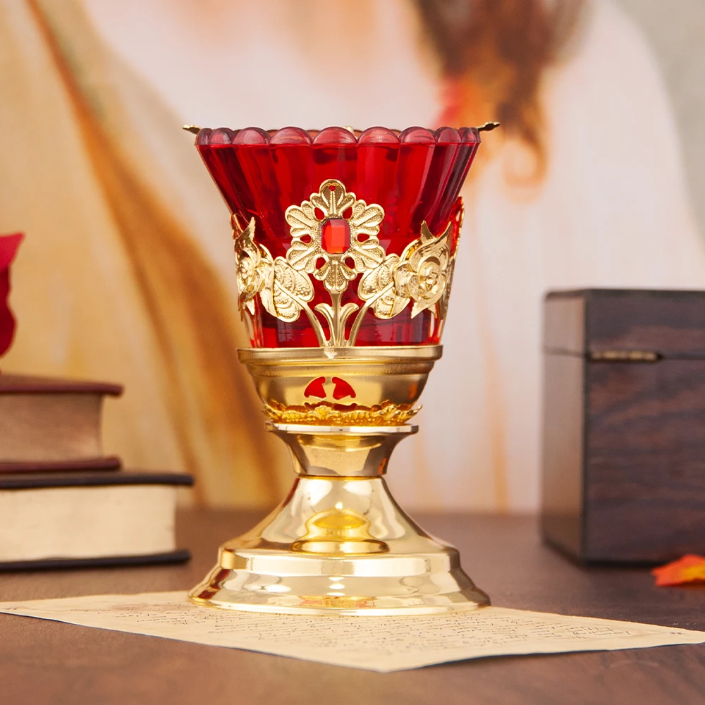 HTISOK Orthodoxer Kerzenhalter, Orthodoxer Kerzenständer, Sakrales Design für Gebetsaltäre, Segensreicher religiöser Kerzenhalter – Detail 4