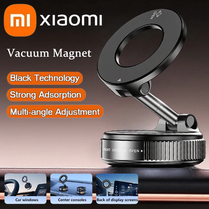 Soporte de teléfono con imán de vacío Xiaomi, ajuste multiángulo, diseño de succión magnética fuerte, soporte plegable para coche para soporte de navegación