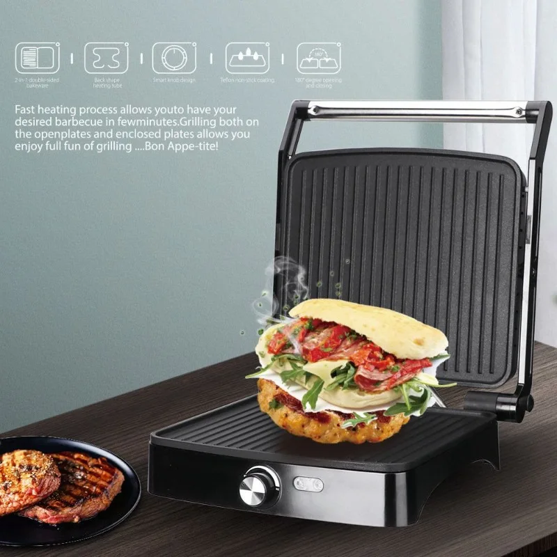 Máquina de desayuno automática para el hogar, utensilios de cocina multifuncionales, Teppanyaki, 1800W