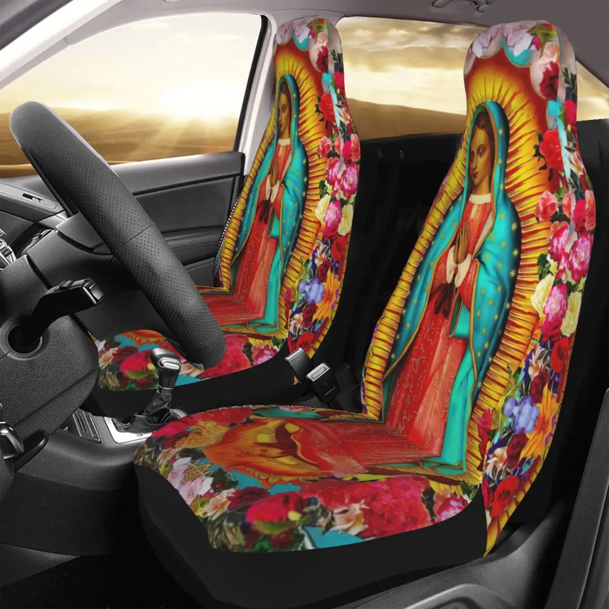 

Our Lady Of Guadalupe Grace Dove Christian Car Seat Cover Custom Printing Universal Front Protector Accessories Cushion Set