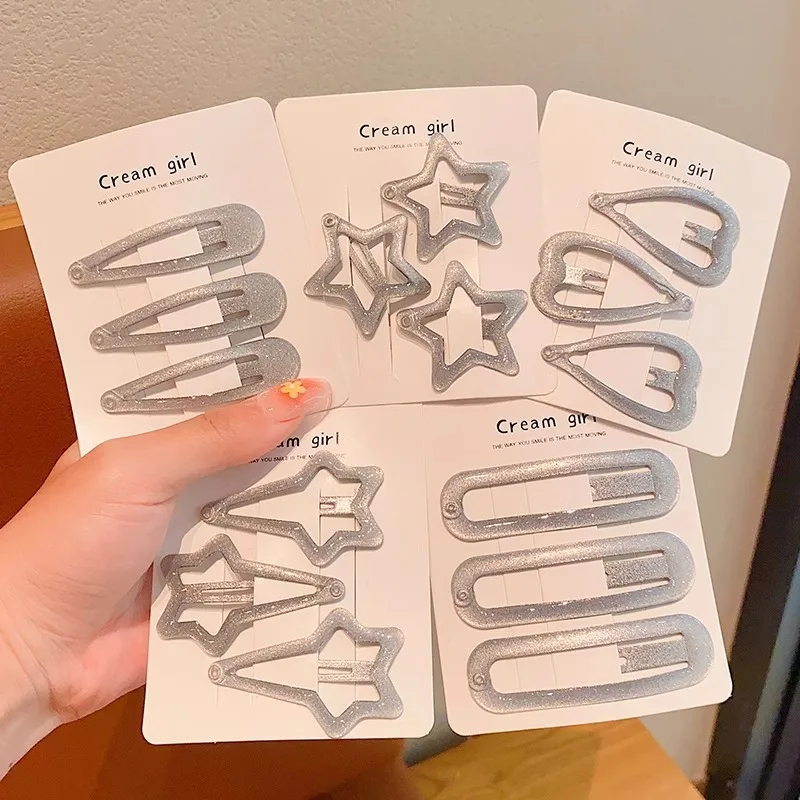 2025 hot selling summer children's bangs clip does not harm hair, little girl's high-quality silver hairpin headband