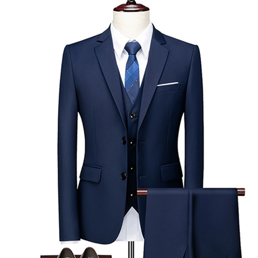 Trajes de boda para hombre, conjunto de Blazers elegantes, 3 piezas, chaleco Formal de negocios de lujo, pantalones, abrigos completos, chaquetas