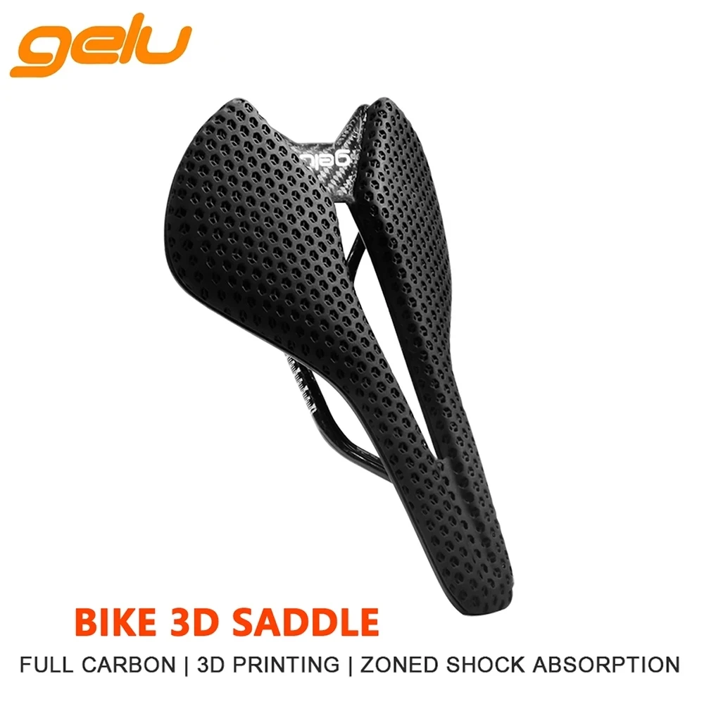 Gelu Bicycle 3D Printed Carbon Fiber Saddle Ultralight Hollow Comfortable Breathable MTB Road Bike 3D Printing Honeycomb Cushion