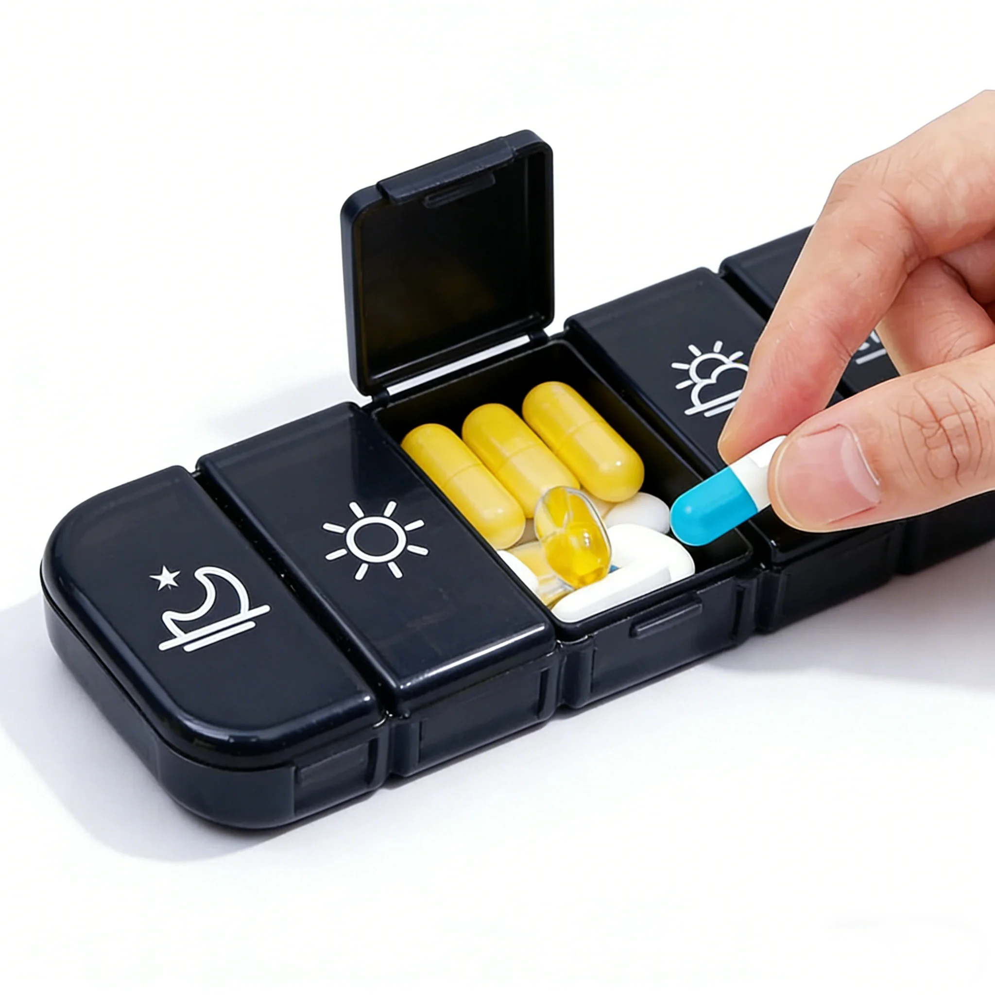 Caixa de comprimidos portátil compacta, de grande capacidade, resistente, para viagem, organizador de comprimidos para 7 dias, 3 vezes por dia, ideal 