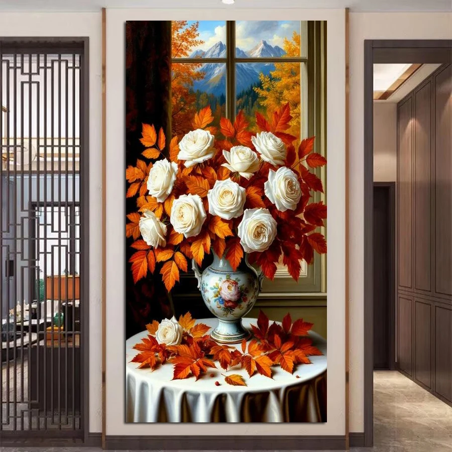 

Fullcang Still Life Flower Vase Large Size Diy Diamond Arts Painting Kits Full Drill Mosaic Embroidery Picture Wall Decor
