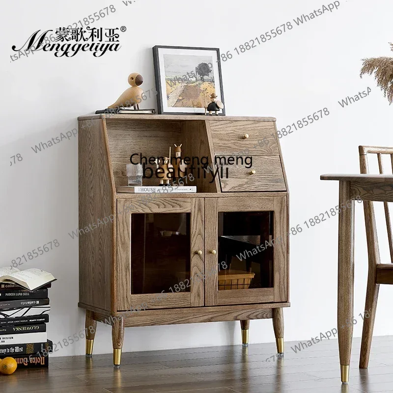 

M182 Nordic Light Luxury Solid Wood Sideboard Simple Hallway Locker Small Apartment Tea Cabinet Home