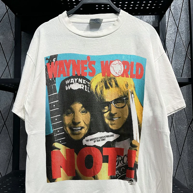Waynes World Classic Comedy Movie Oversize Half Sleeve T-Shirt Men's Fashionable Cotton round Neck Short Sleeve T-Shirt