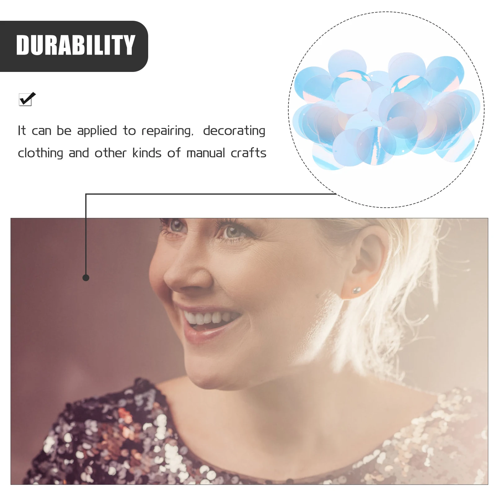 

750pcs Loose Large Round Pvc Sequins For Clothing Crafts Diy Decorative Rhinestones Bulk Hand Sewing Sewing Accessories Sequins