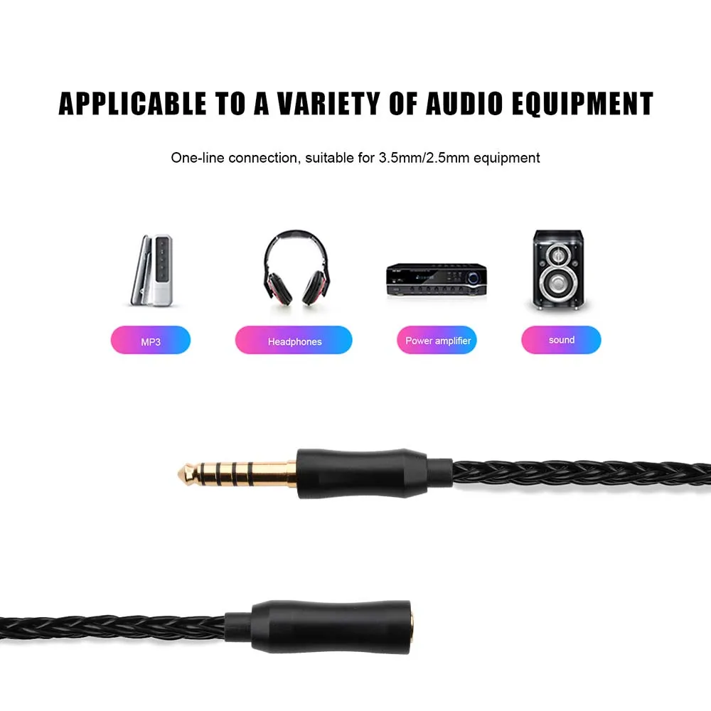 8 Core No-Oxygen Copper  4.4mm Male to 3.5mm Balanced Conversion Cable Female adapter For MP3 Music Player sound headphones