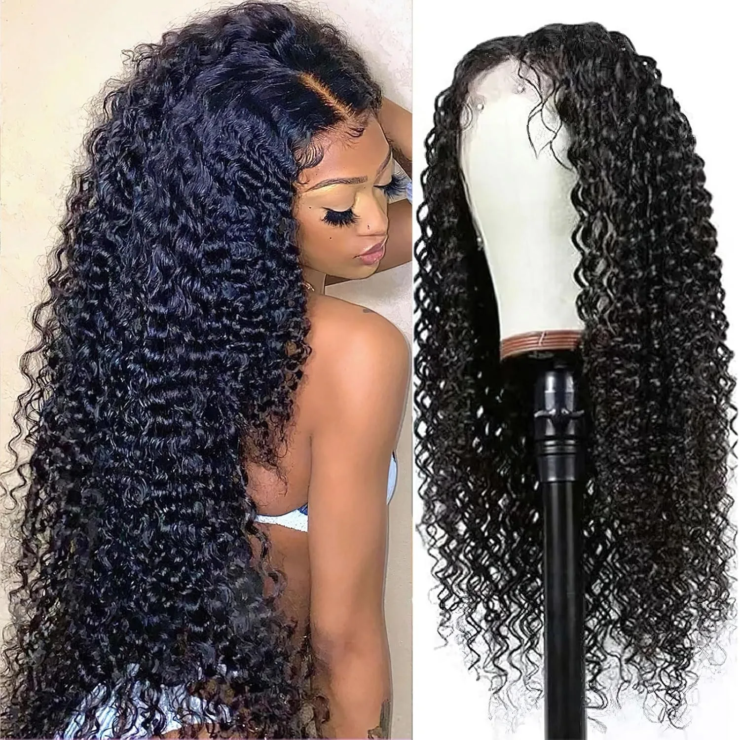 

250% Density 13X6 Deep Wave Lace Front Wigs Human Hair Curly Wig Wet and Wavy HD Lace Frontal Wig
