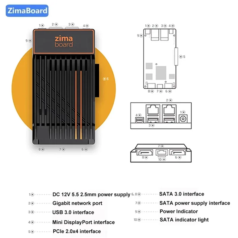 ZimaBoard 832-X86 / 232-X86 / 432-X86 Single Board Server, Intel Celeron N3450 x86 – SATA 6,0 Gbit/s