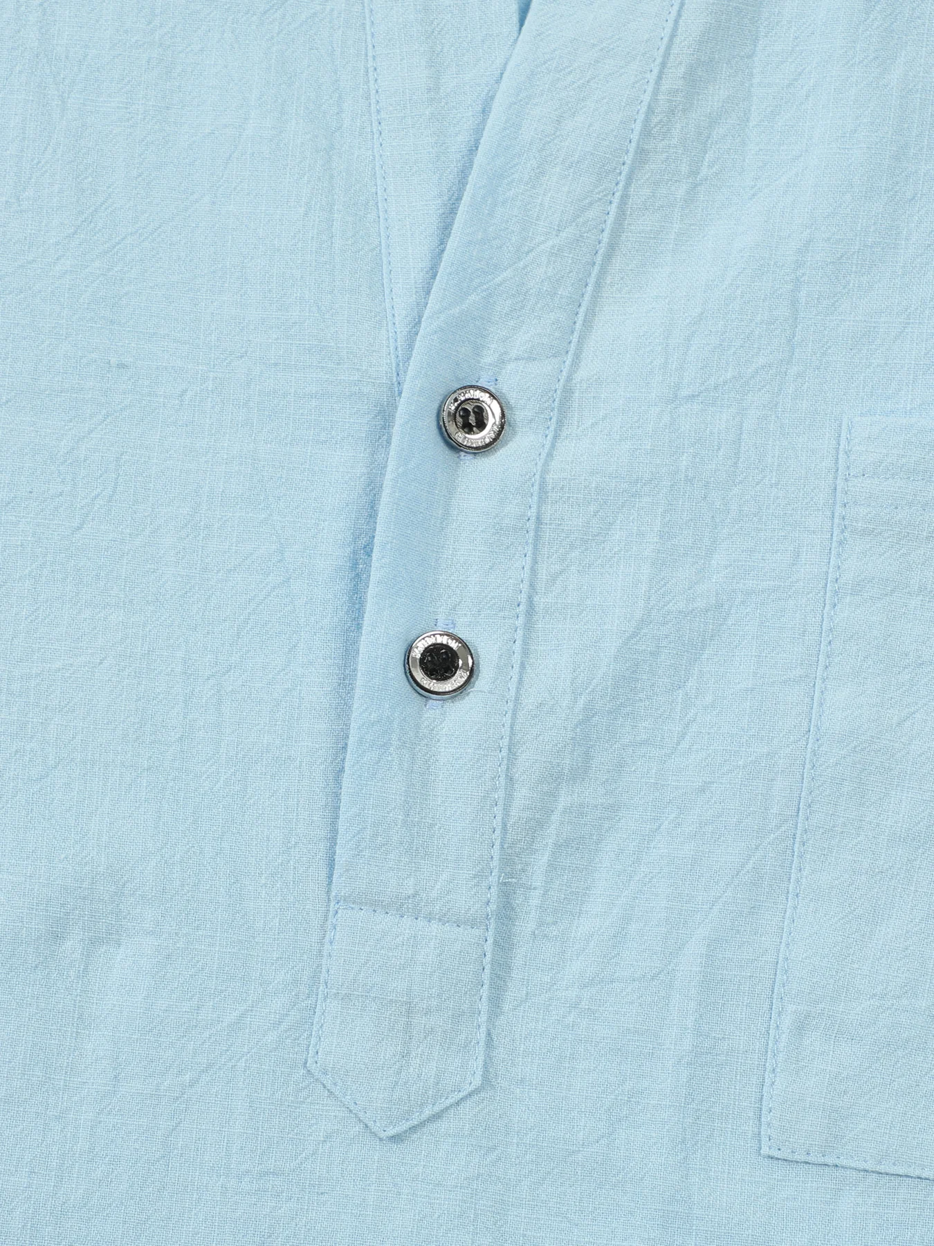 2025 خريف جديد الرجال الموضة الأوروبية القطن والقنب قميص طويل الأكمام الوقوف طوق بلون طويل الأكمام هينلي قميص #4