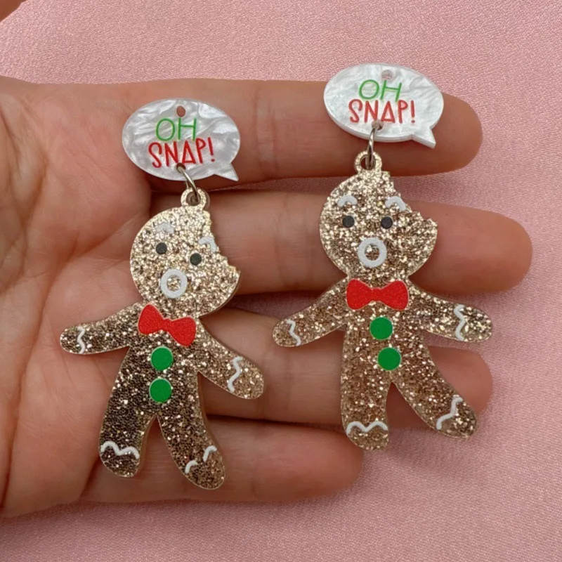 10pcs Cute Christmas Gingerbread Man Pendant, DIY Jewelry Accessories Making Earrings, Necklace, Keychain view 3