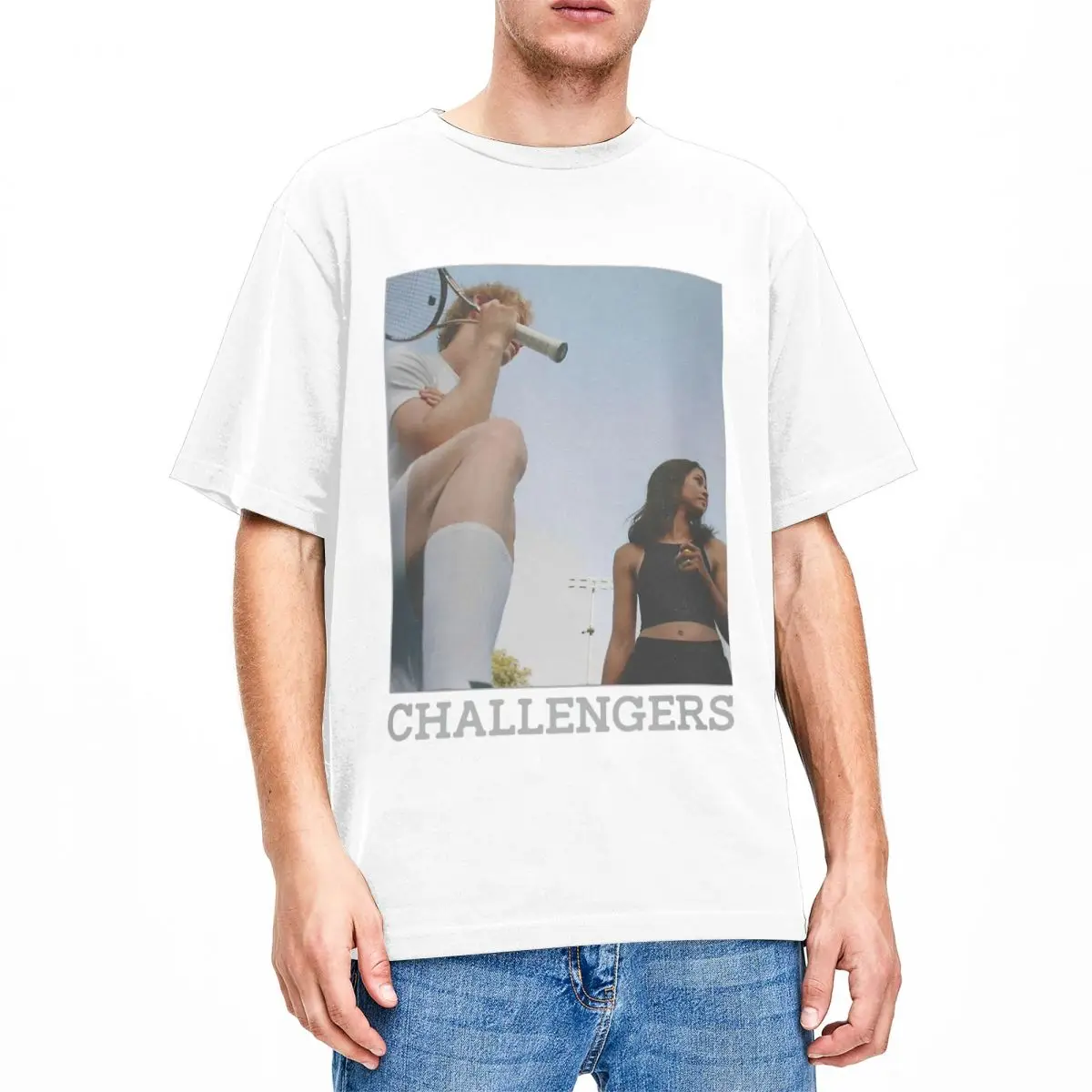 Mike Faist And Zendaya T-Shirts Men Challengers Movie Novelty 100% Cotton Tees Round Neck Short Sleeve T Shirts Clothes