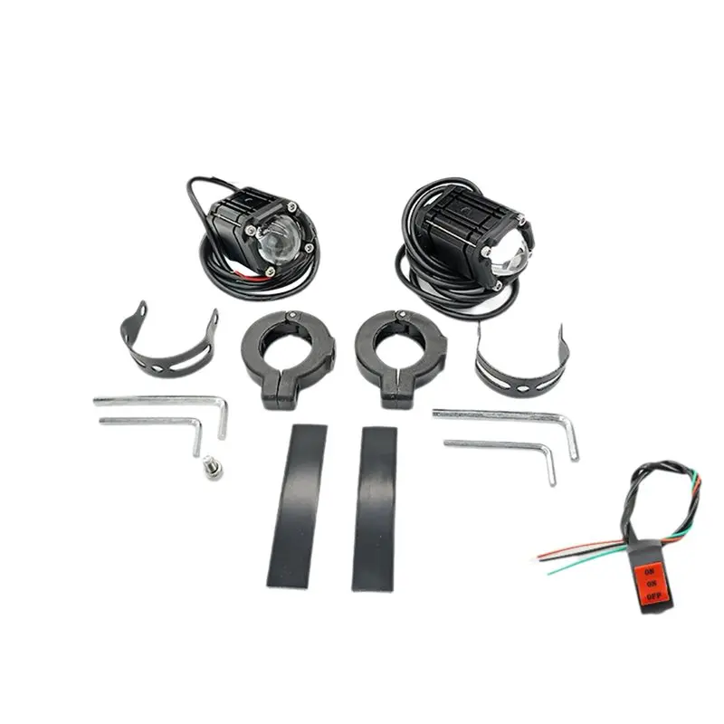 AU28-High Motorcycle Spotlight Led Headlight Featuring High/Low Beams White/Yellow Dual Lighting Strobe Functionality