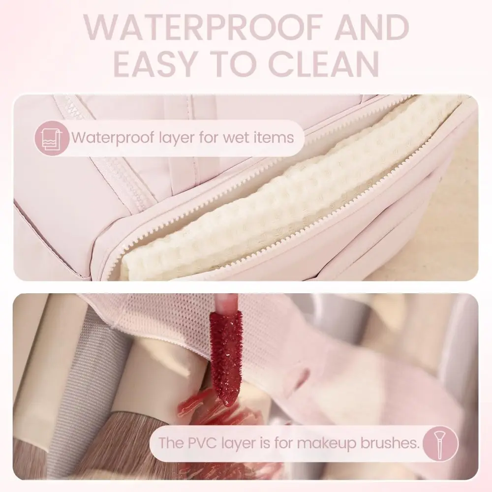 Large Capacity Travel Toiletry Bag Dry-wet Separation Adjustable Dividers Cosmetic Bag Double Zipper Mesh Pocket Toiletry Pouch