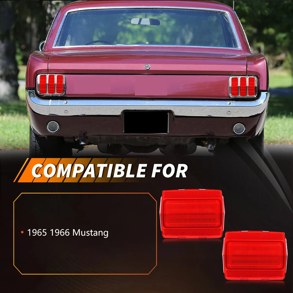 2Pcs Rear Bumper Backup Light Reverse Light Brake Light Tail Light Reflector Light Cover For 1964 1965 1966 Ford Mustang No Bulb - view 2