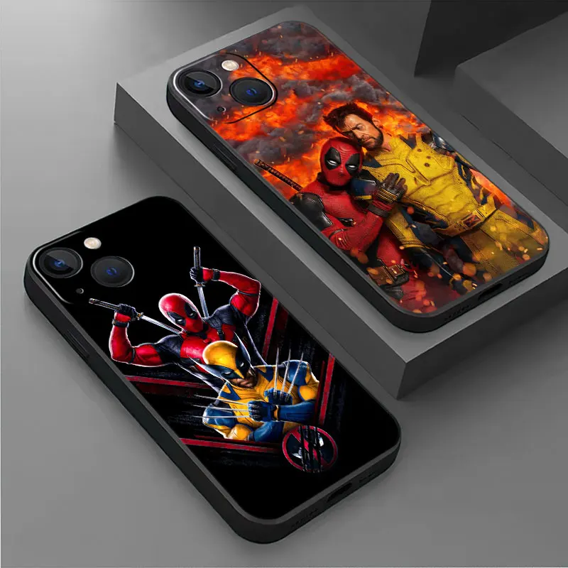 Case for Apple iPhone 11 13 14 15 Plus 12 Mini 13 Pro Max X XR XS 7 8 16 Silicone Funda Black Phone Cover Deadpool W-Wolverine