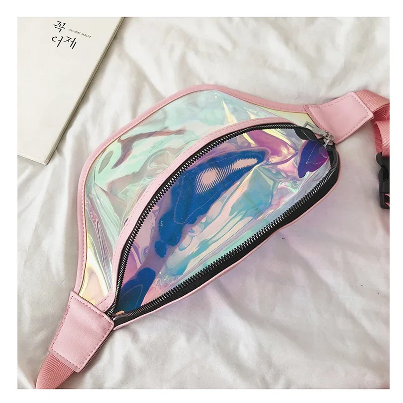 Girls Sac Laser Belt Bags Women Fanny Packs Bum Bag Punk Holographic Waist Pack Pouch Waterproof Translucent Glitter Clear Lady