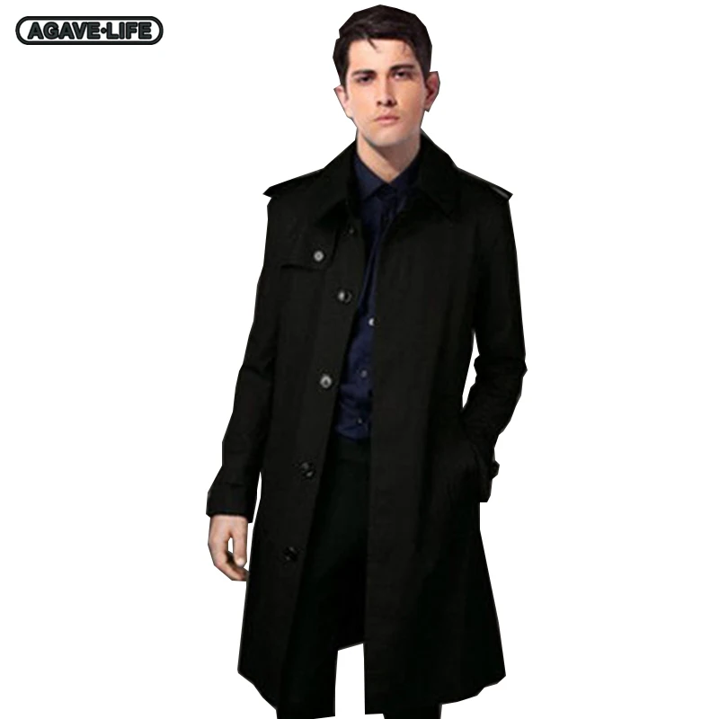 

Spring Autumn New Men's Windbreaker Korean Handsome Men Loose Mid Long Jackets Business Male Single Breasted Casual Lapel Trench