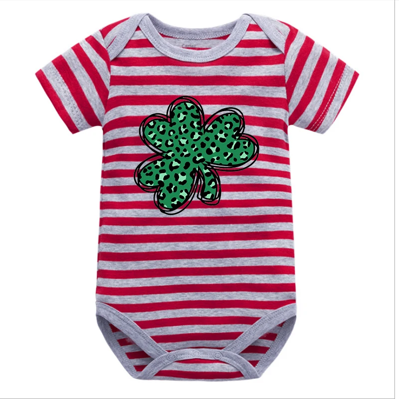 Leopard Shamrock Baby Girl Clothes St Patricks Day Bodysuits Leopard Shamrock Newborn Girl Clothes Lucky Irish Baby Onesie Cute