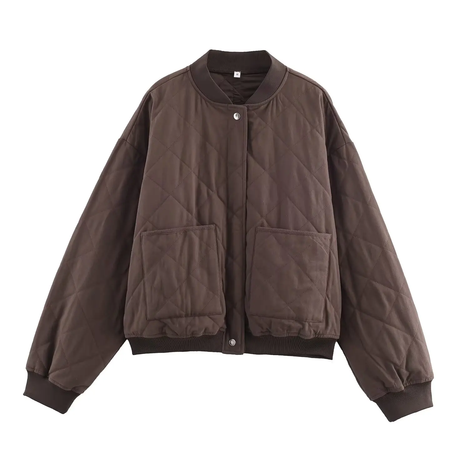 

DiYiG WOMAN 2025 Autumn New Fashion Quilted Bomber Jacket Retro Long Sleeve Joker Pocket Casual Jacket Outerwear Mujer