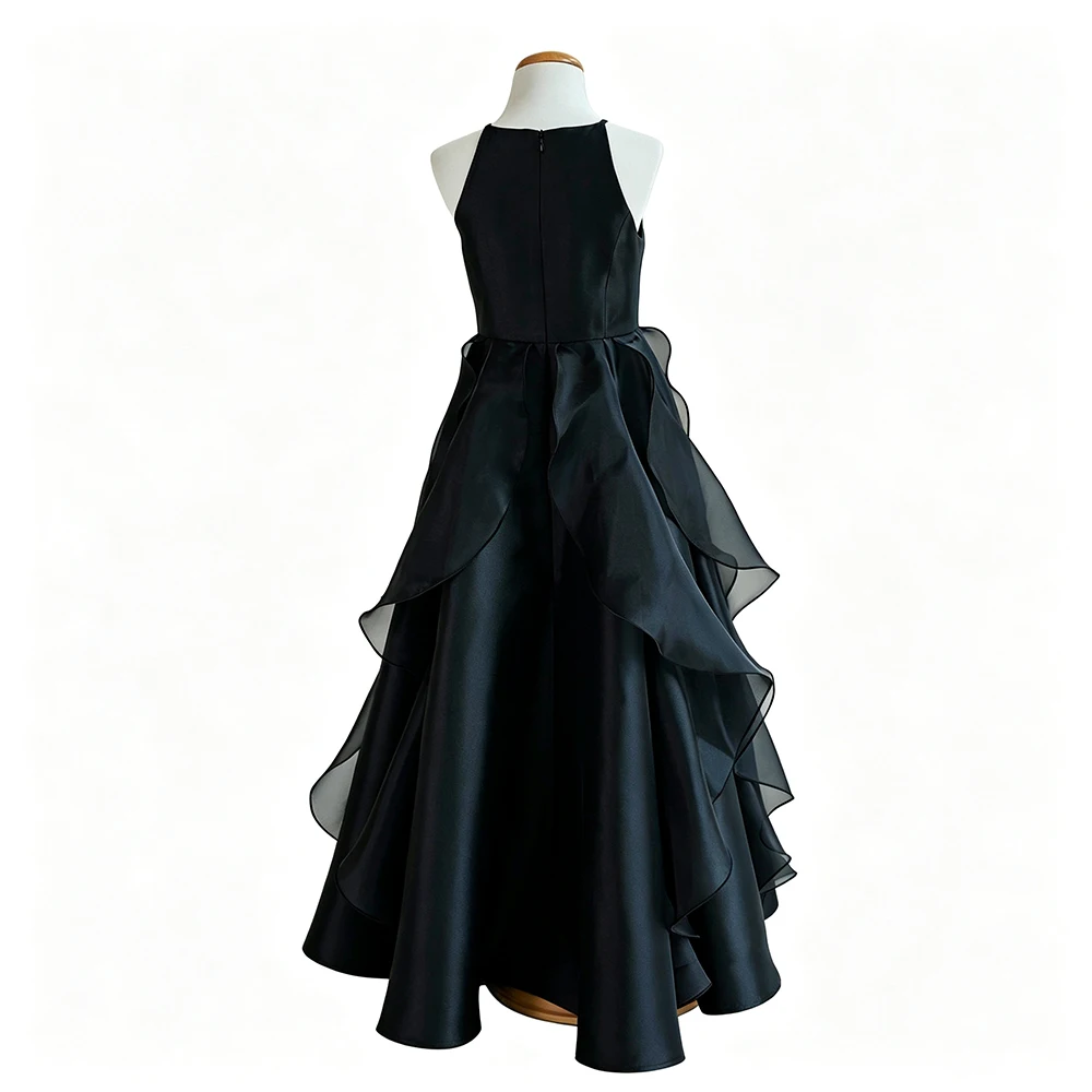 High End Sleeveless Ruffle Pageant Evening Party And Catwalk Model Show Dress For Girls Kids Formal Performance Prom Ball Gown
