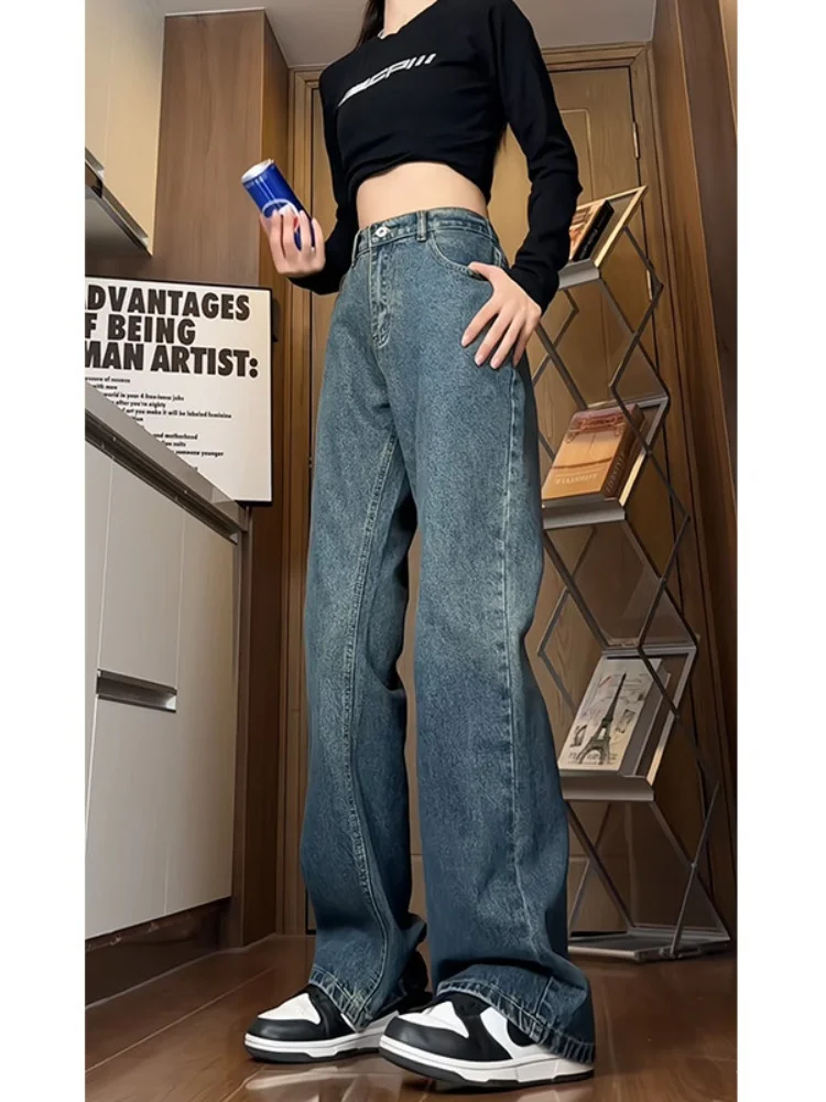 

Waed Vintage Men's Jeans Loose Straight Leg Wide Leg Pants American High Street Vibe Long Trousers Youth Faion Wear