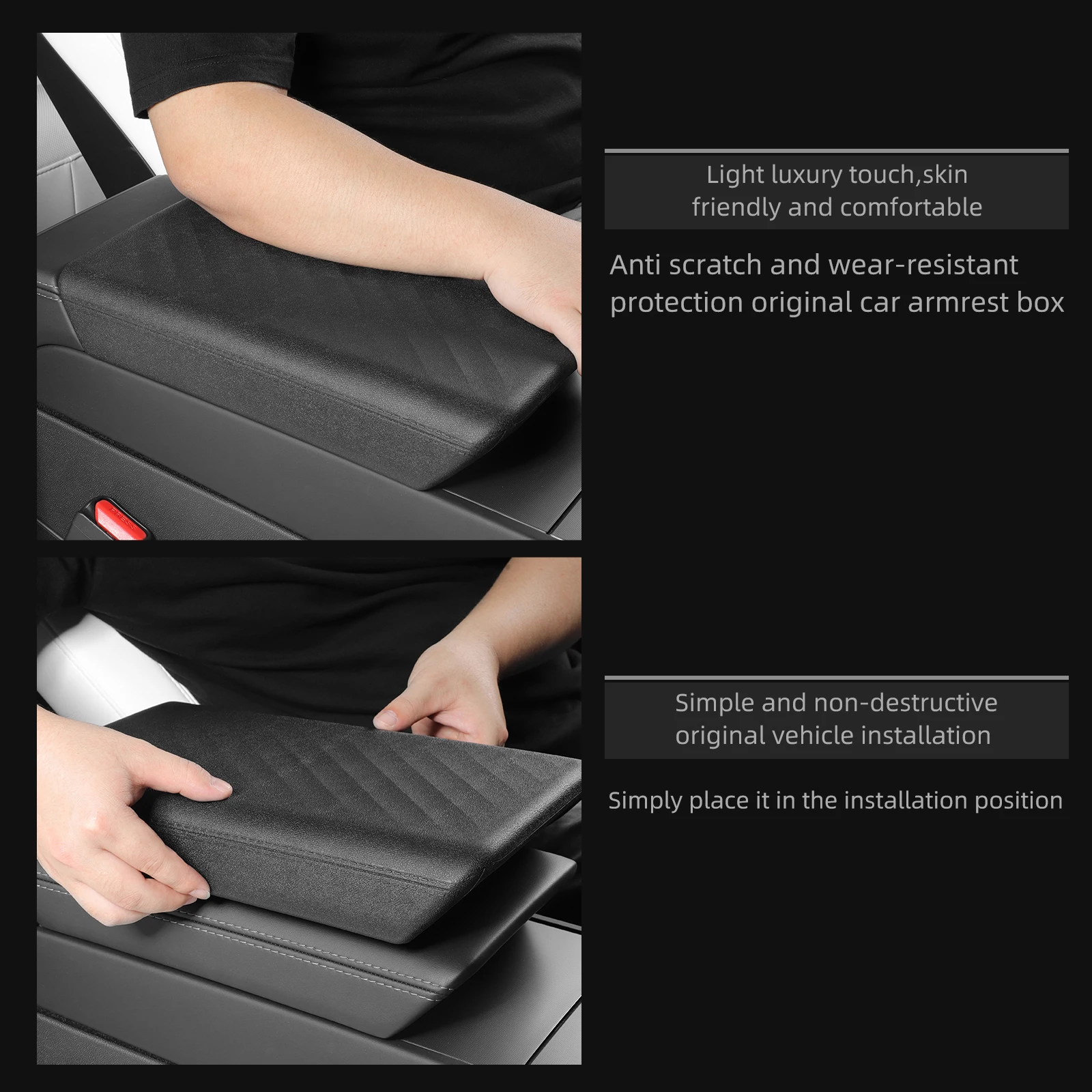 For Tesla Model 3 Highland Armrest Box Protective Cover Central Control Armrest TPE Protector Mat 2024 Car Interior Accessories