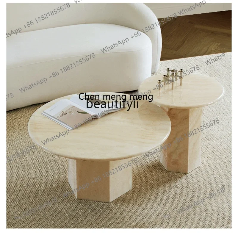 182C Tea Table/Retro Coffee Table B & B Tea Table Combination over White Travertine Art Side Table