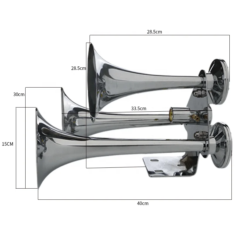 3 أنبوب كبير شاحنة الهواء القرن سوبر بصوت عال الثقيلة باس 12V24V قطار صافرة شاحنة كبيرة عجلة السفينة الهواء القرن