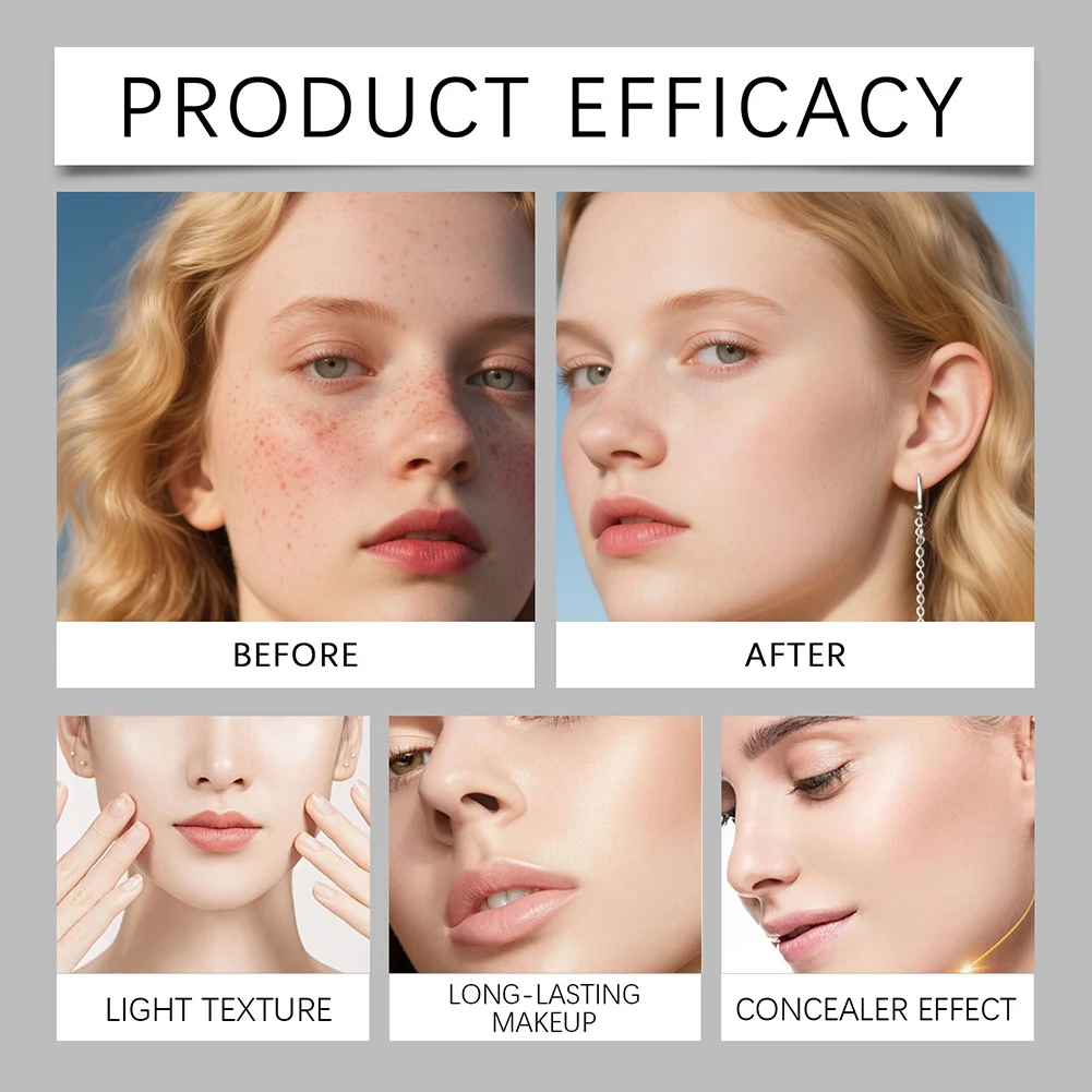 Krem BB z grzybkowym aplikatorem 2025, nawilża, rozjaśnia, magiczny podkład, korektor do twarzy dla kobiet, baza pod makijaż, kosmetyki, cushion