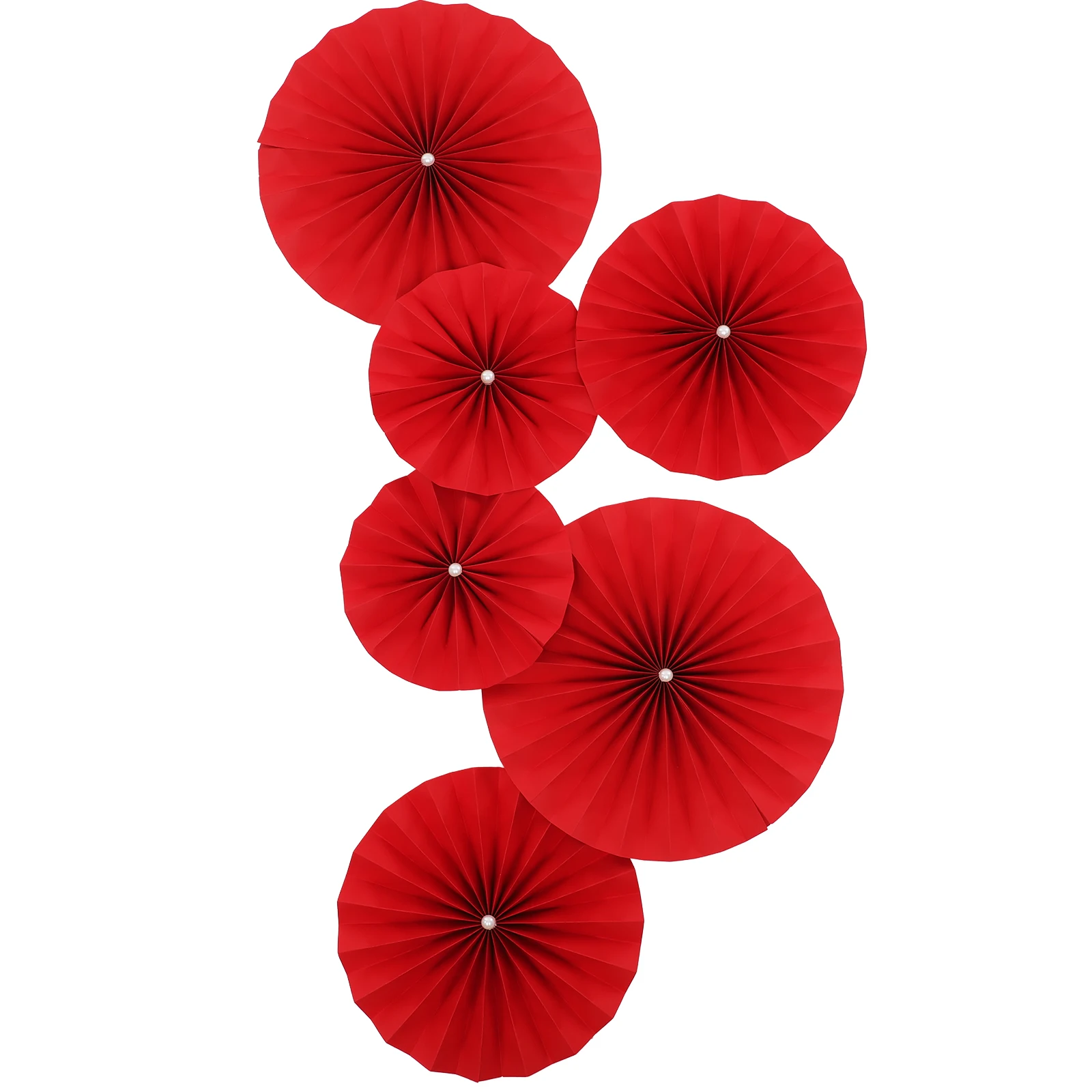 

12 Pcs Round Paper Fan Flowers Plastic Decorations for Festival Birthday Wedding Baby Shower Party Props Supplies