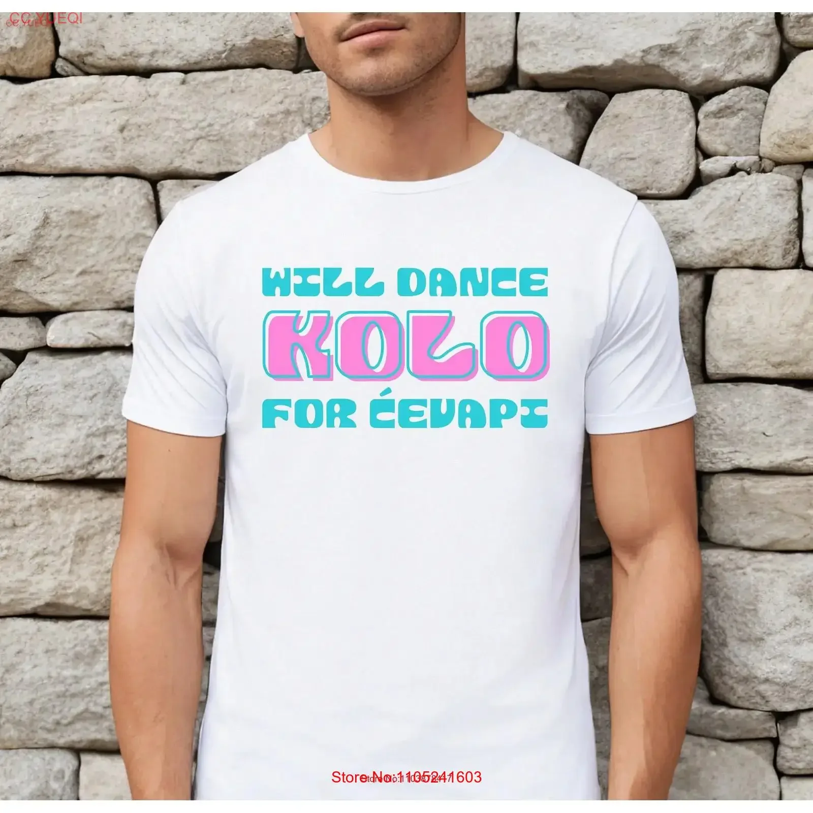 Camiseta Engraçada Will Dance Kolo para Cevapi, Roupa de Dança Vintage Confortável com Efeito Lavado, Festival Zabava, Balcãs, Sérvia, Croácia, Bósnia