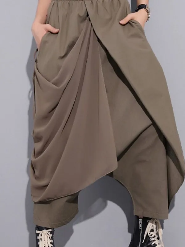 high-elastic-waist-black-irregular-long-harem-pants-ne-casual-sportswear-made-of-rpet-recycled-fabric-for-spring-autumn