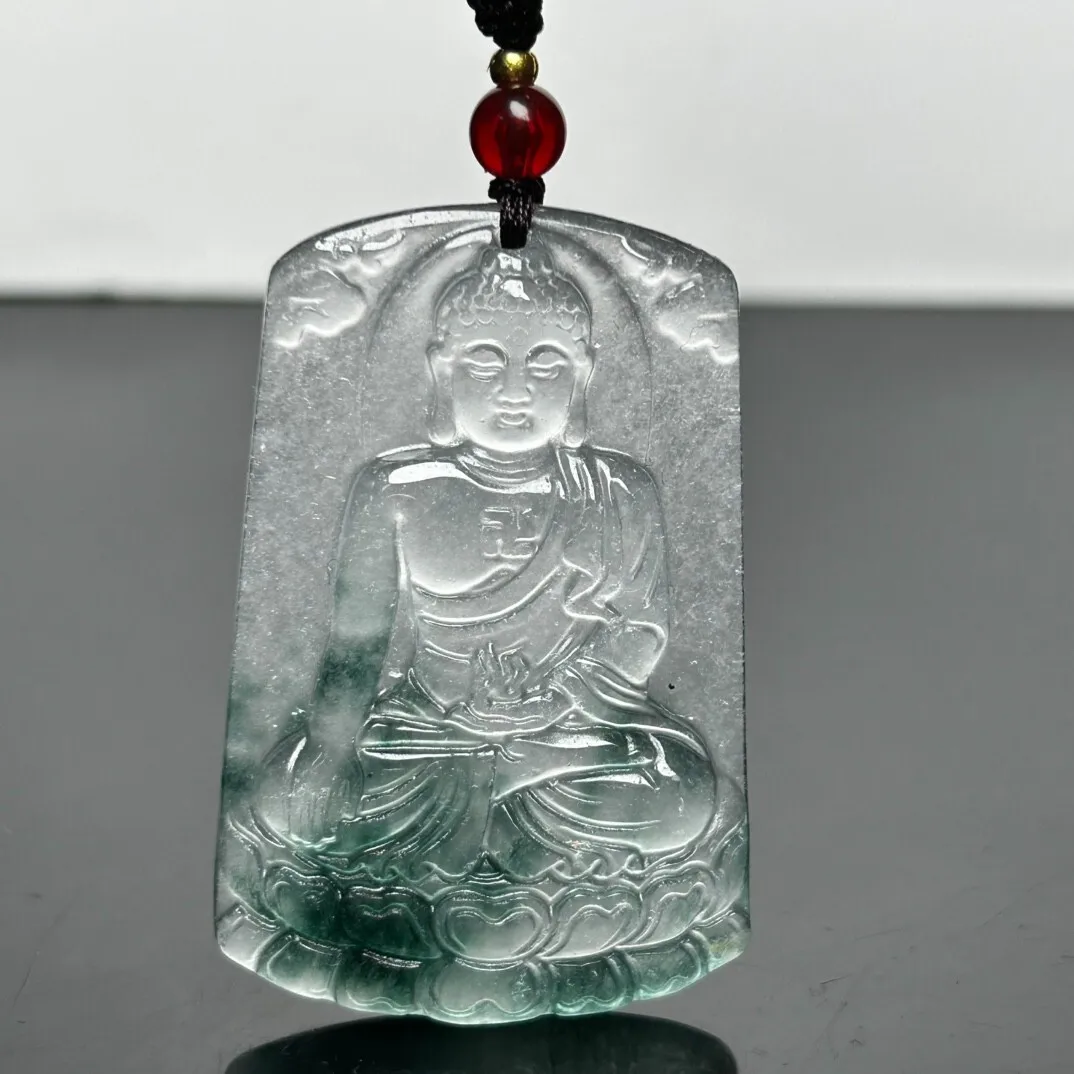 Real Natural High Ice Green Jade Jadeite amulet Pendant&Necklaces Vairocana Buddha