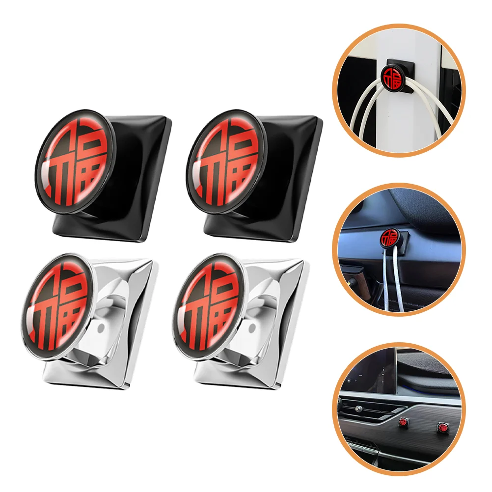 

4 Pcs Car Hook Wall Key Holder for Self Adhesive Hooks Coat Hanger Accessories Purse Zinc Alloy Hanging Sticky Child Keychain