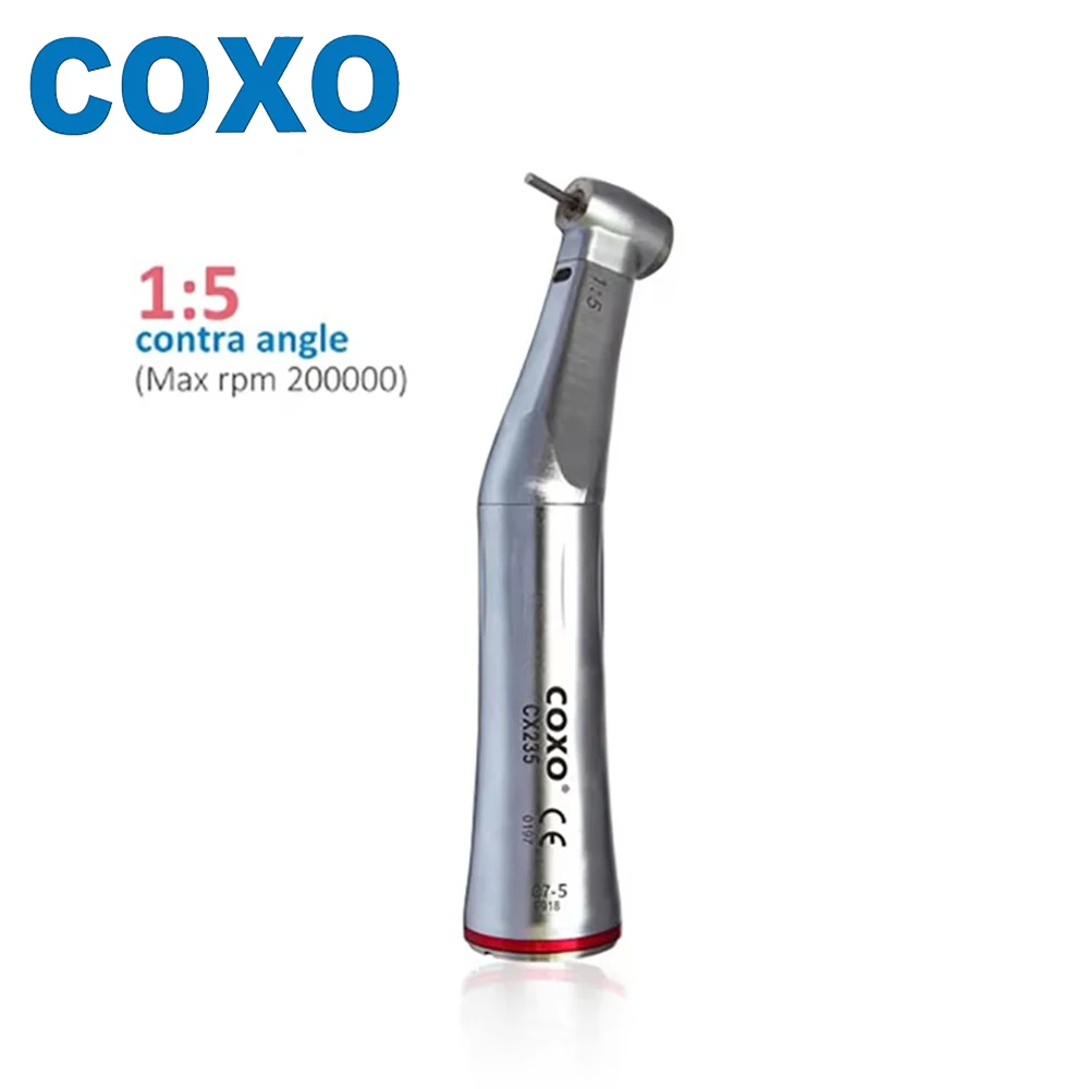 COXO CX235 C7-5 ทันตกรรม Contra มุม 1:5 เพิ่ม Optical Fiber สเปรย์น้ําด้านในไฟฟ้ามอเตอร์เจาะเครื่องมือทันตกรรม