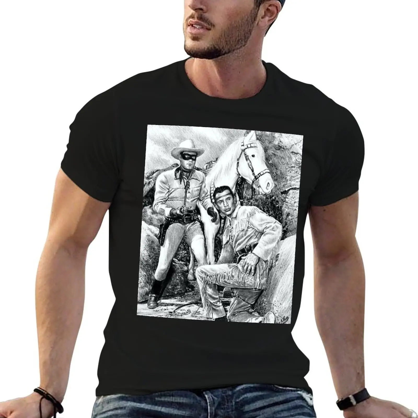 

Футболка The Lone Ranger and Tonto, мужская роскошная футболка для мужчин, хлопковая футболка