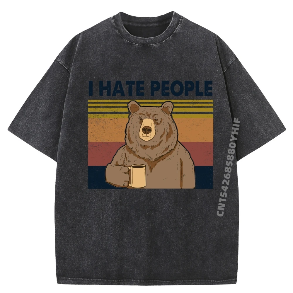

Mens Tshirt Hate People Tees Women's T-shirt Man Printing Tees Retro Washed T-shirts Streetwear Clothing