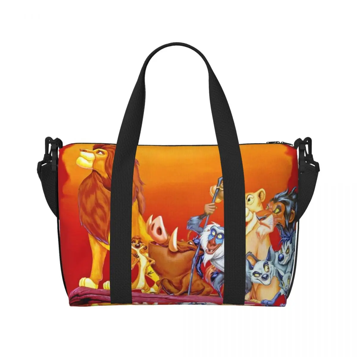 Custom Characters Lion King Beach Tote Bag for Women Big Compartment Beach Gym Travel Bags