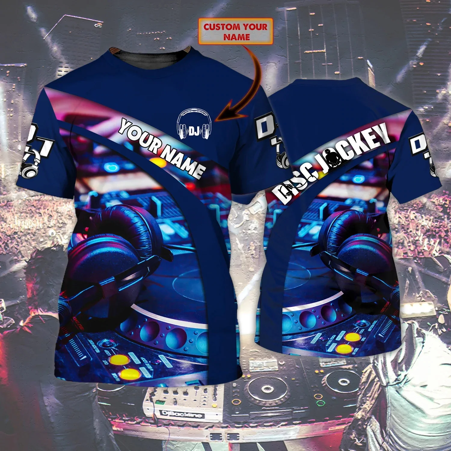 Newest Summer Fashion Men's Punk T-shirt DJ Live disco Personalized Name 3D Printed t shirt Unisex Hip Hop Casual Tshirt DW141