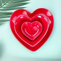 Red Heart Ceramic Dinner Plate Home Baking Oven Cake Bowl Delicate Dessert Salad Dishes Dinner Cooking Plate Kitchen Utensils