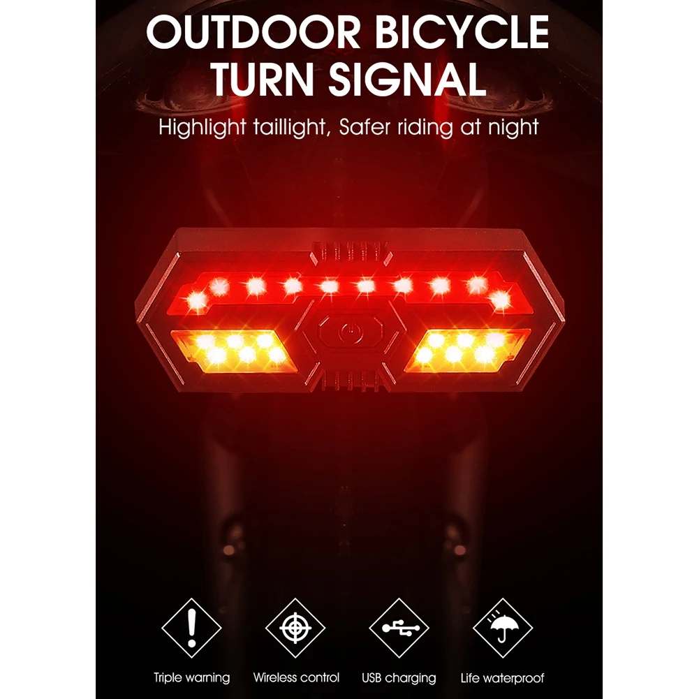 New Bike Turn Signals Remote Control Bicycle Direction Indicator MTB LED Rear Light Cycling Taillight with Horn