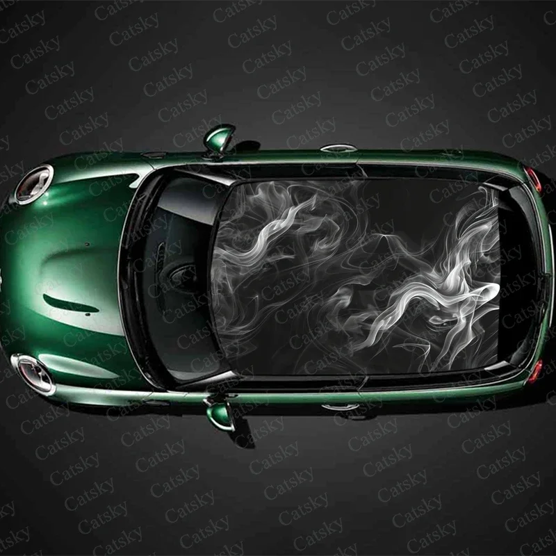 

Abstract Smoke Swirls Car Roof Sticker Wrap Racing SUV Accessories Packaging Painted PVC Custom Car Graphic Decal